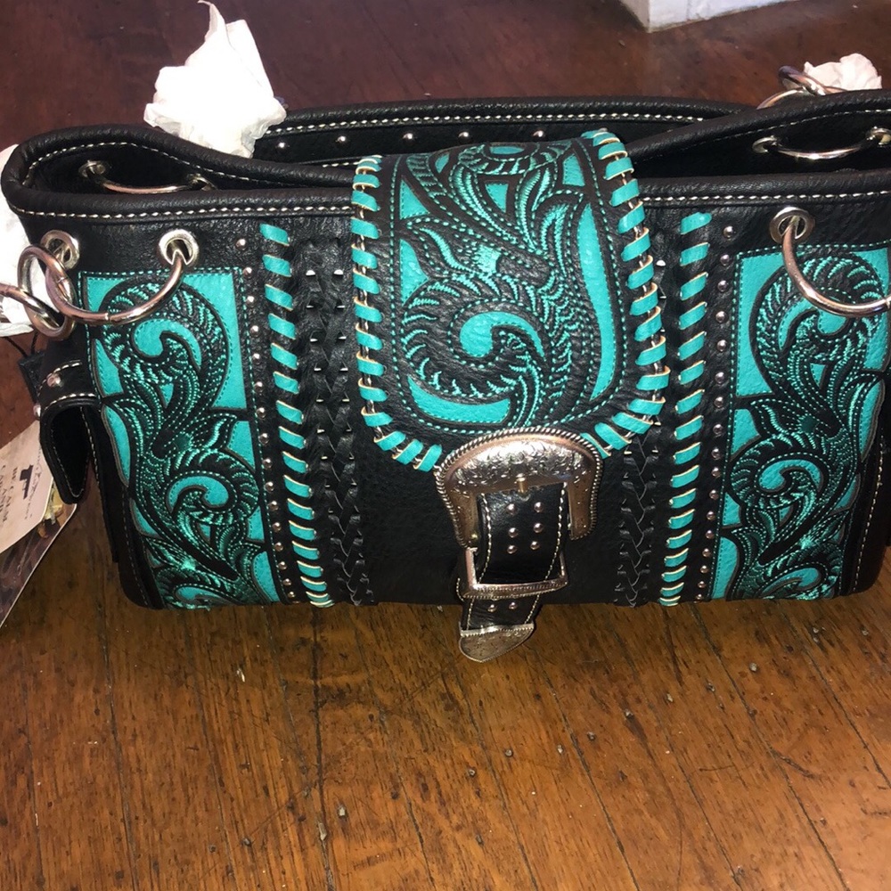 New Montana West genuine leather handbag w wallet